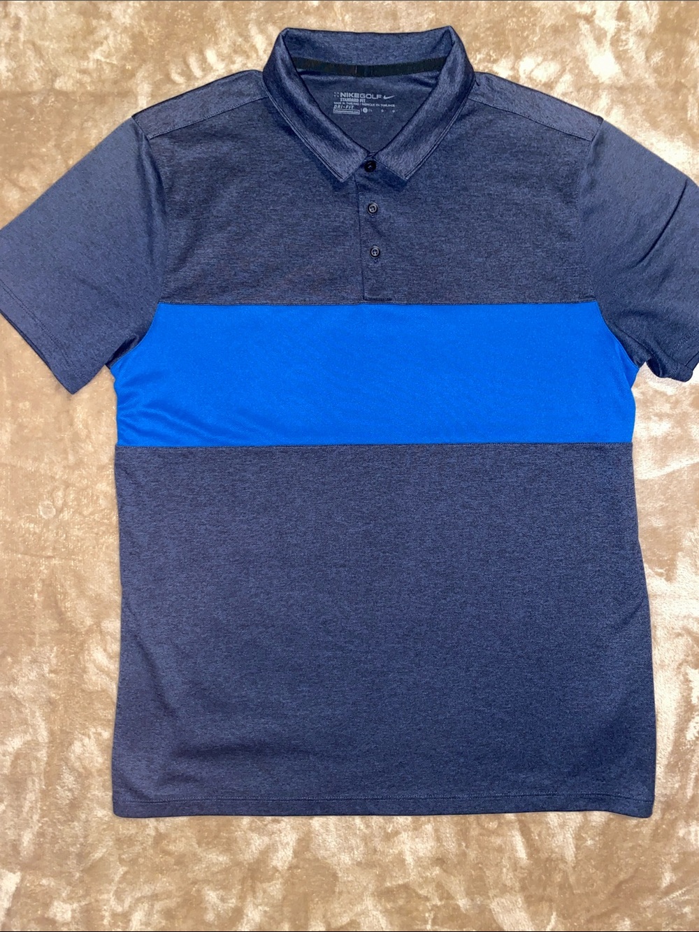 Nike Golf Men’s Dark Navy Polo with Royal Blue Chest Band
